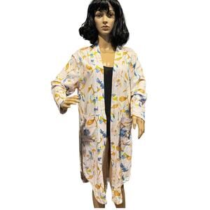 1990s Brooklyn Botanica Floral Duster Kimono Jacket Boho Layer size medium
